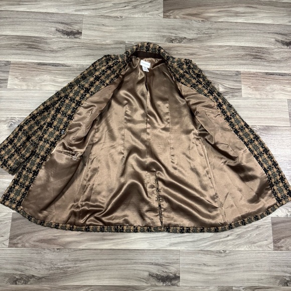 Soft Surroundings Yorkshire Houndstooth Green Tweed Coat Size Petite Small - Picture 2 of 10